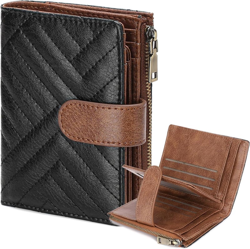 GAEKEAO Small Wallet for Women, Bifold Leather RFID Blocking Ladies Compact Card Holder with Zipper Pocket & ID Window - Image 1